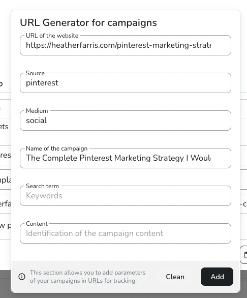 data for UTM links