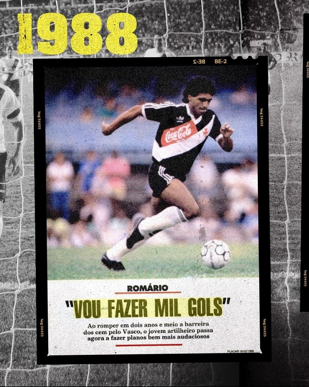 Arte de Romário no Vasco, com imagem de sua primeira passagem pelo clube que o revelou no centro