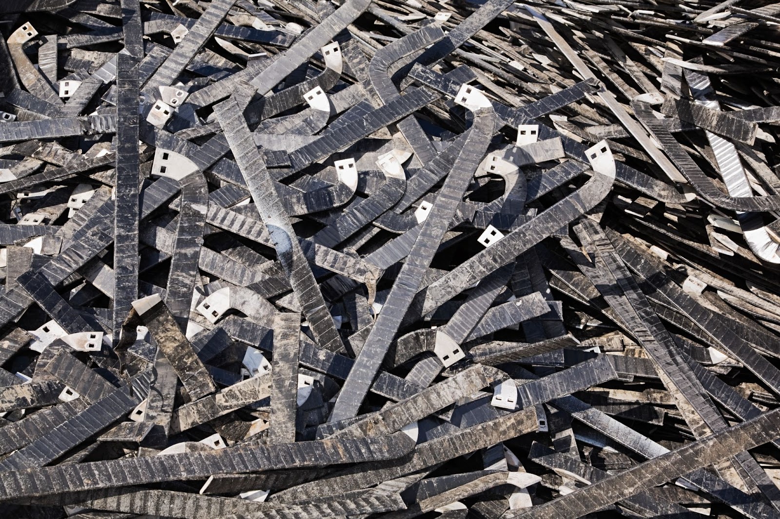 Scrap metal in a heap. 