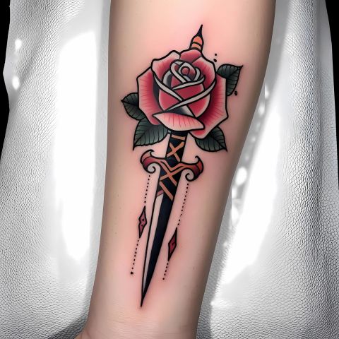 Rose and Dagger Tattoo