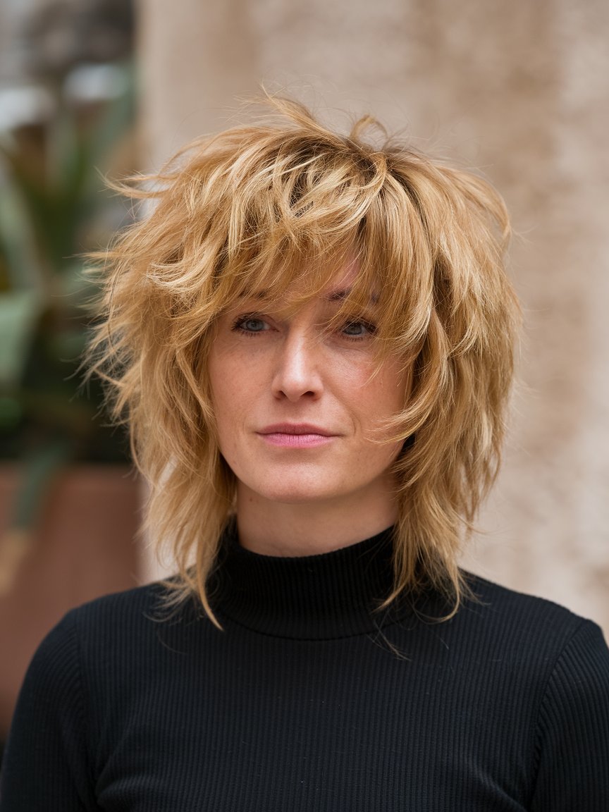 43. Golden Tousled Layers for Volume and short hairstyles