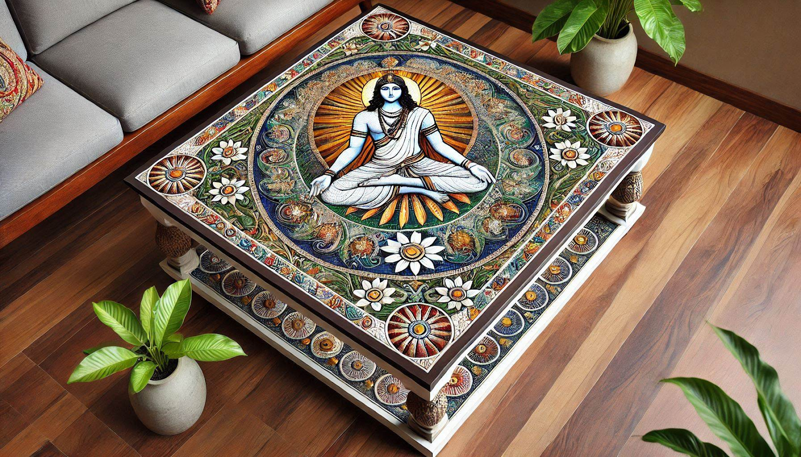 Plain Coffee Tables with Stunning Mosaic Tile Designs for an Artistic Touch