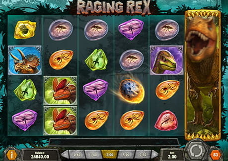 Beim Raging Rex Slot von Play'n GO wurde einer der namensgebenden Saurier erspielt.