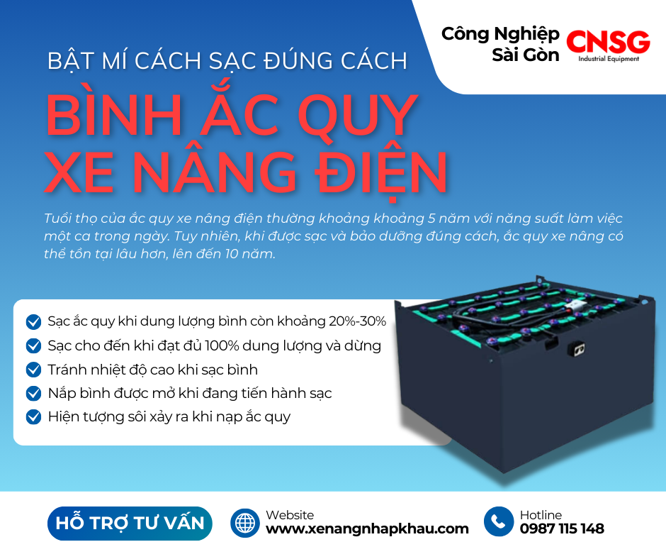 Bật mí cách sạc bình ắc quy xe nâng điện đúng cách