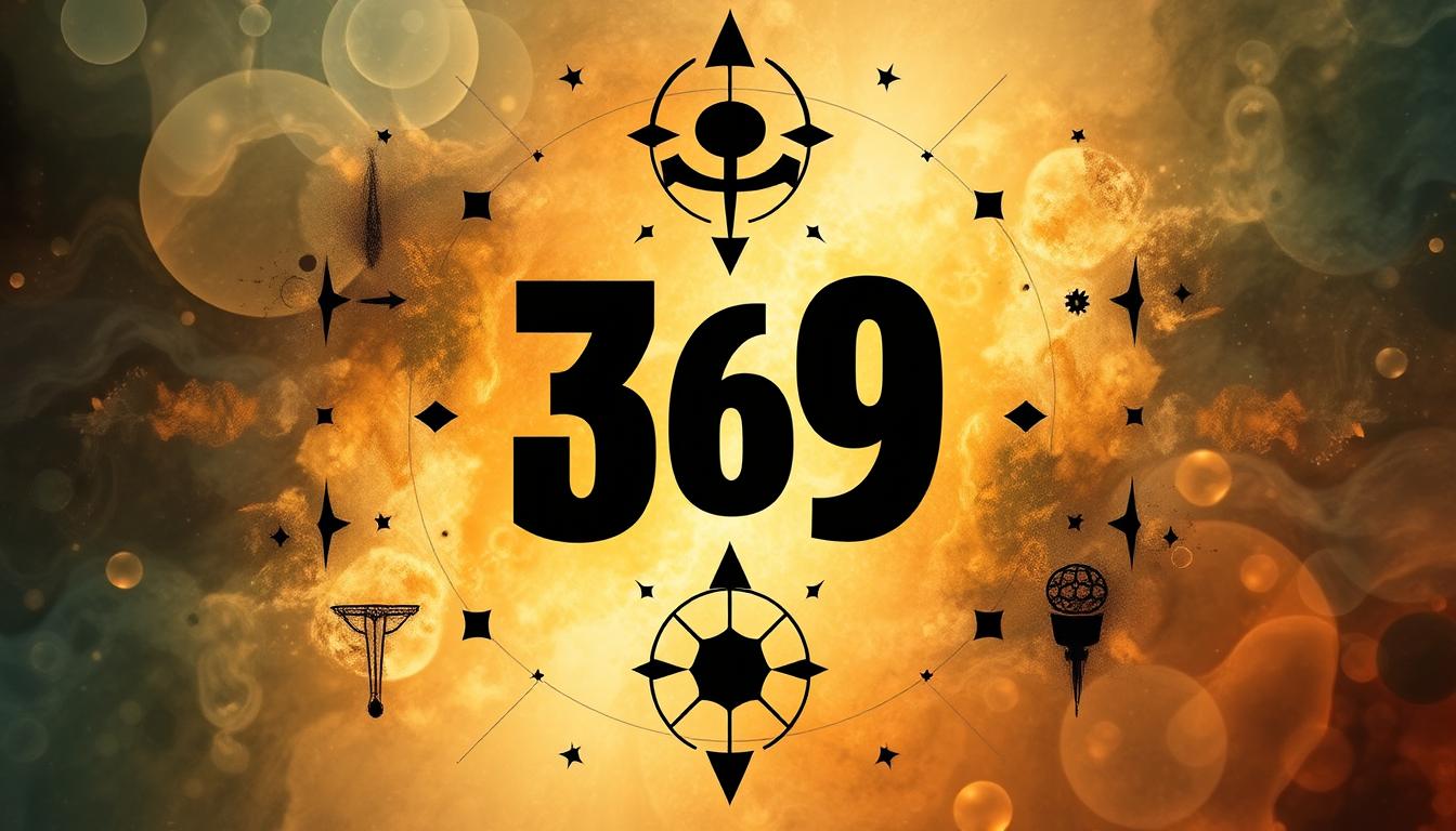 An image that represents the power of manifestation. Use symbols and colors to convey the idea of unlocking personal potential and achieving dreams through the use of affirmations. Incorporate the number 369 in a subtle way, such as through repetition or pattern, to reinforce the concept's importance. Emphasize the idea that with dedication and belief, anything is possible.