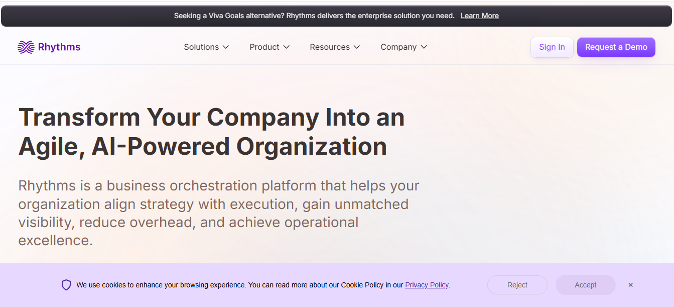 Screenshot of Rhythms website