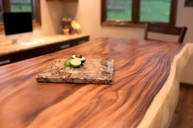 unique kitchen island ideas for your home remodel live edge countertop with appetizer on stone plate custom built michigan