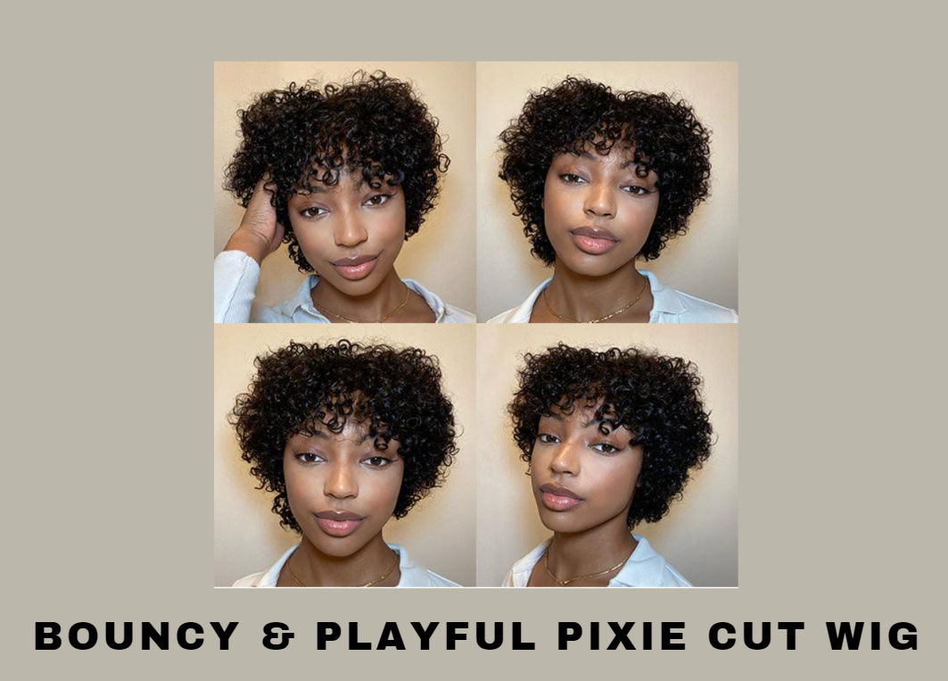 Curly Pixie Cut Human Hair Wigs