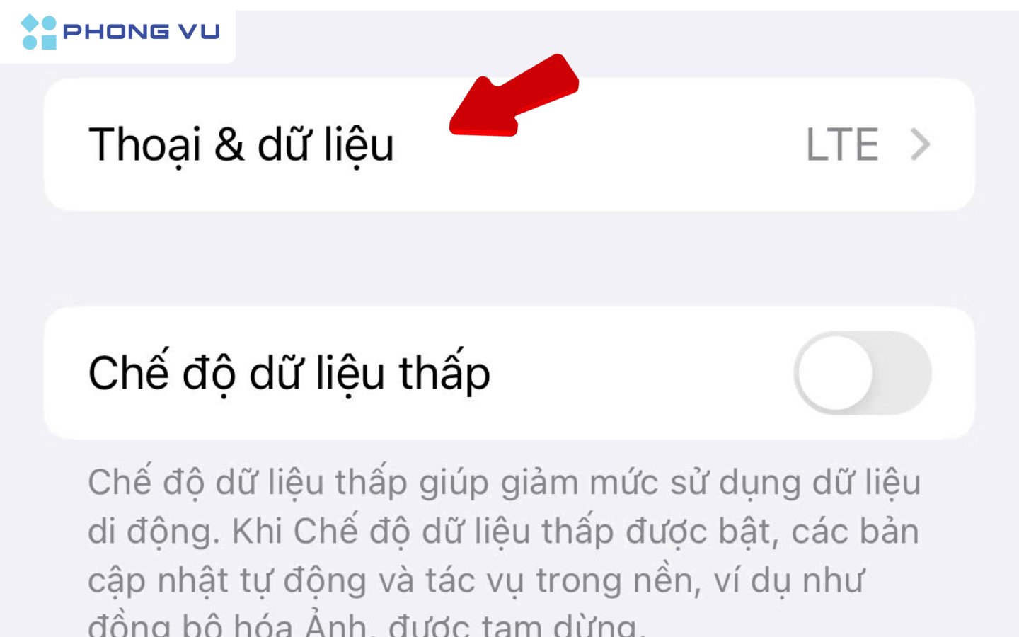 Chọn "Thoại & dữ liệu"