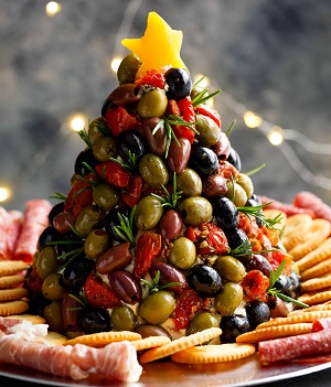 Antipasto Cheese Ball Christmas Tree