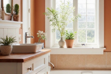 top paint color ideas for your bathroom remodel light terracotta shade in half bath custom built michigan