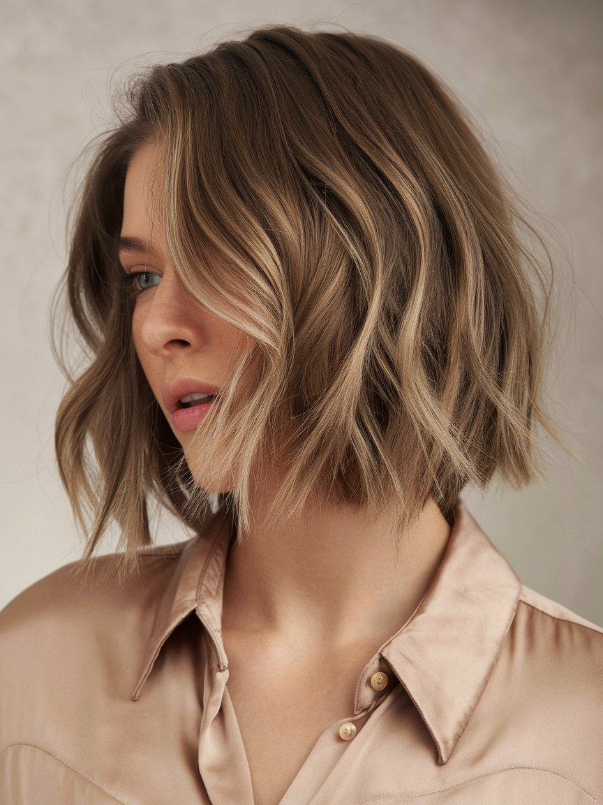 71. Asymmetrical Wavy Bob