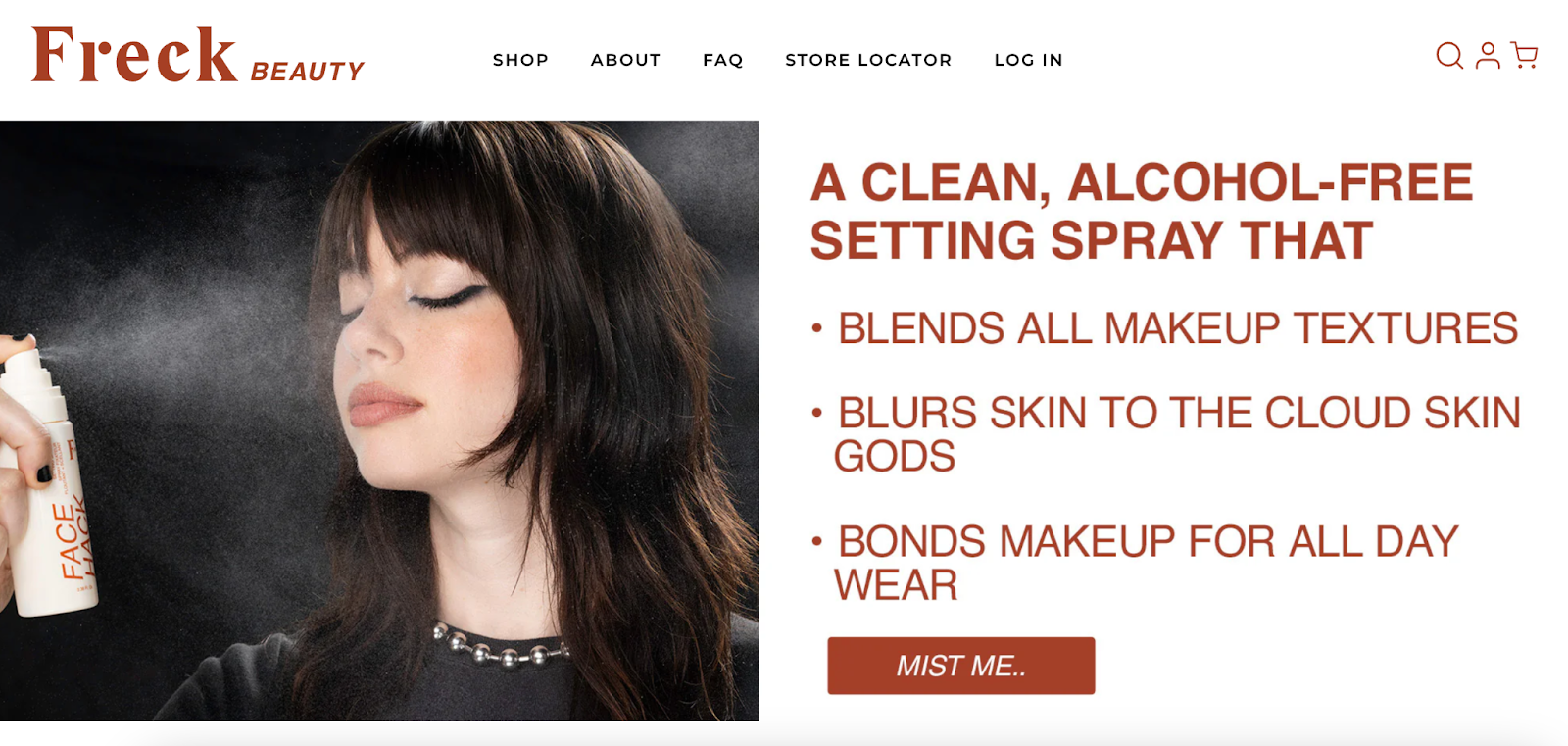 freck beauty website homepage image