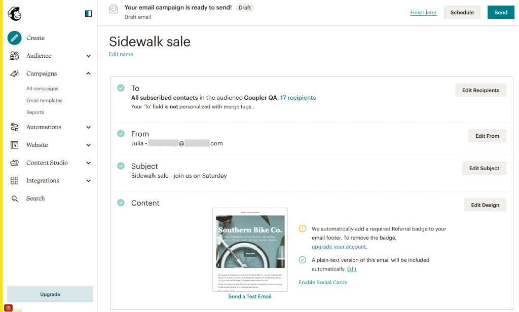 MailChimp Email Campaigns