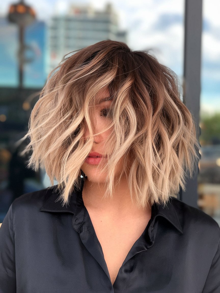 20. Uneven Piece-y Wavy Bob