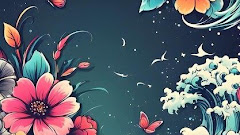 Colorful Background With Flowers Butterflies