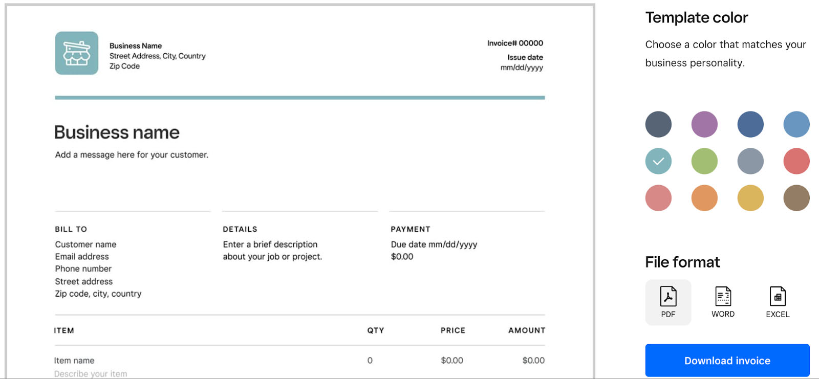 Square Invoices Customizable Templates