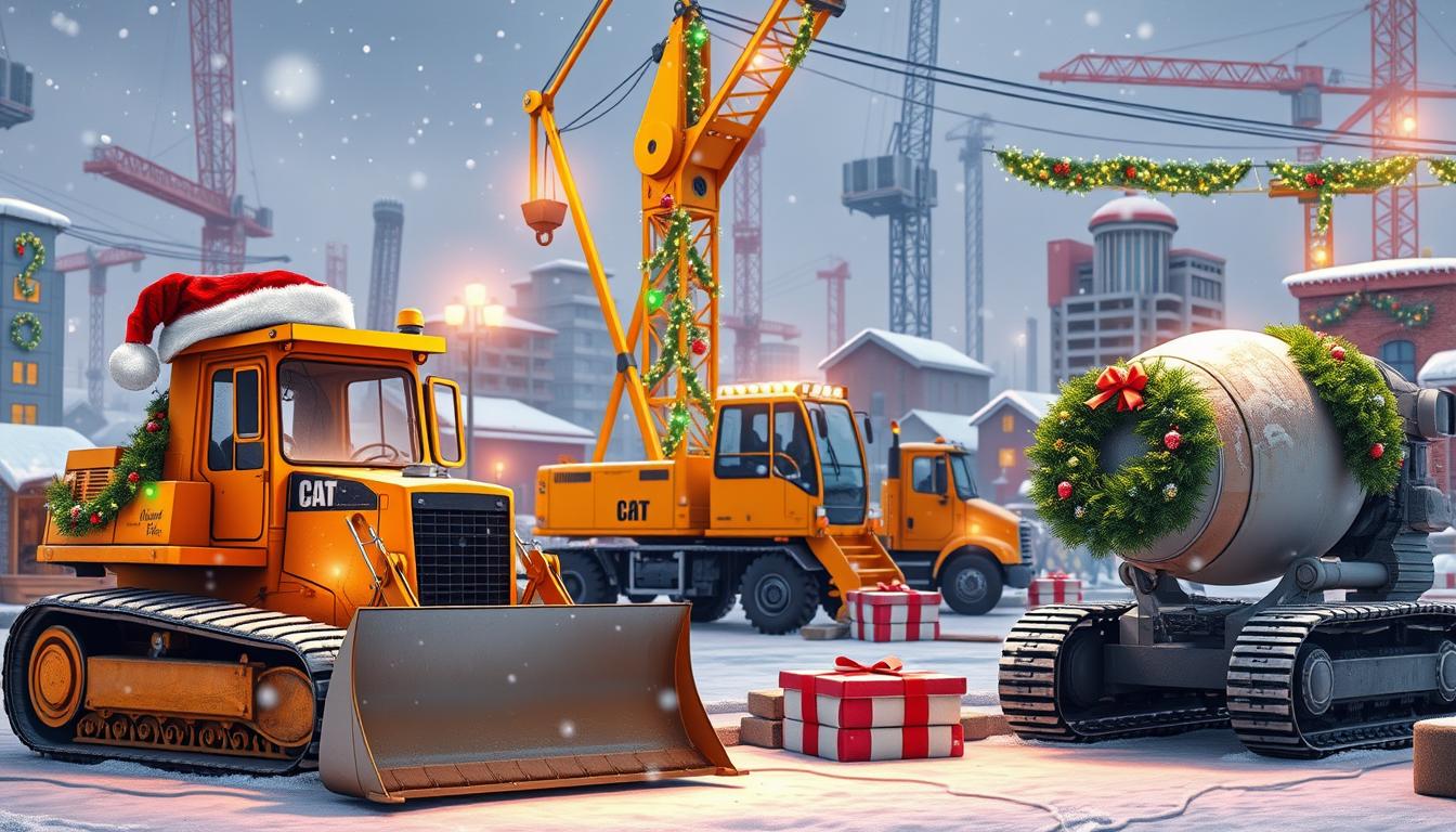 Construction equipment Christmas cards