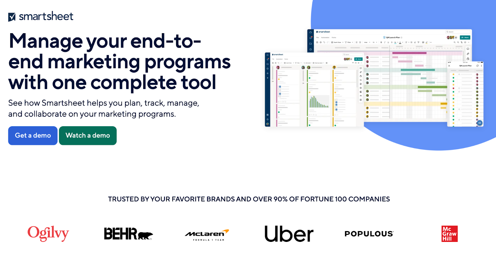 Smartsheet landing page