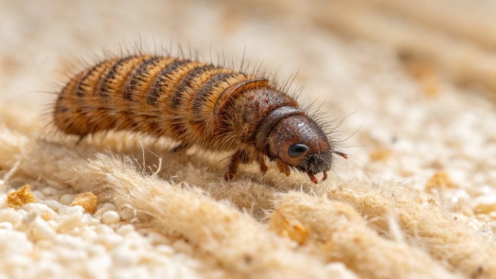 carpet beetle larvae appearance detailed