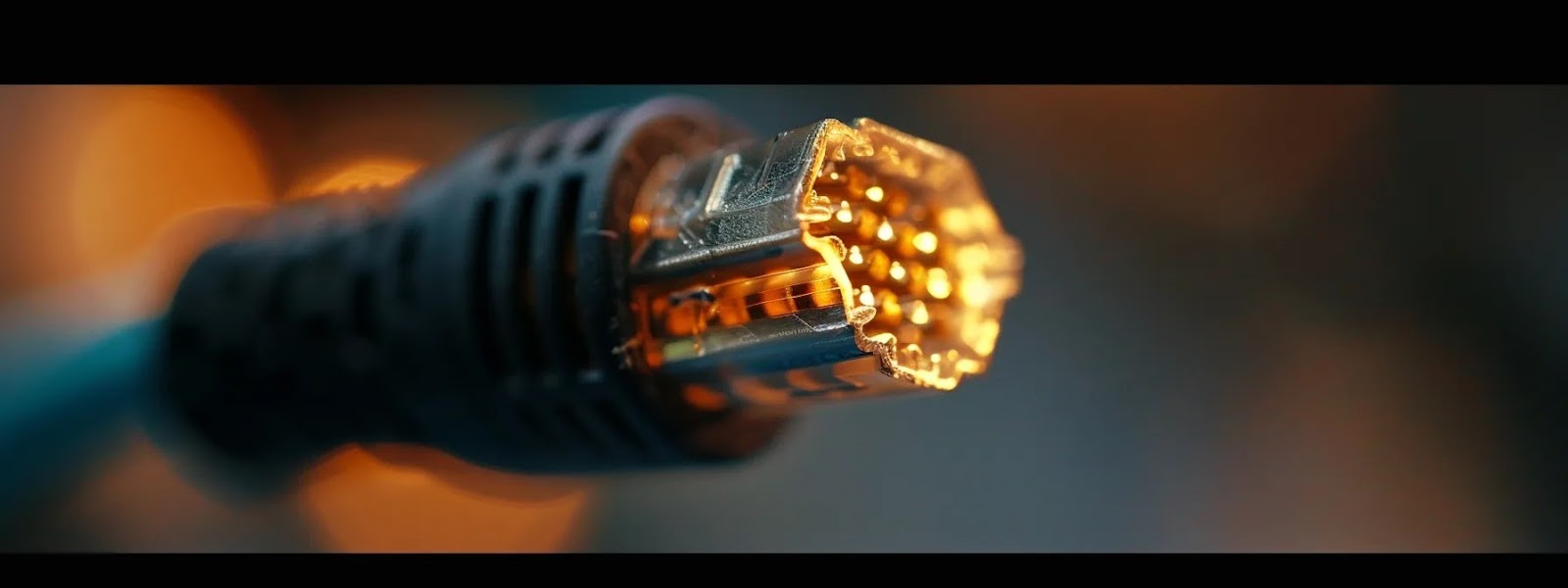 a close-up shot of a high-speed cat5e cable, showcasing its advanced technology and improved performance.