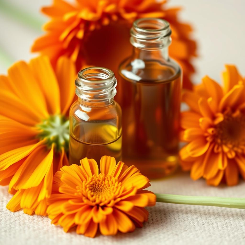 Calendula extract being applied to face as a gentle alternative to sandalwood