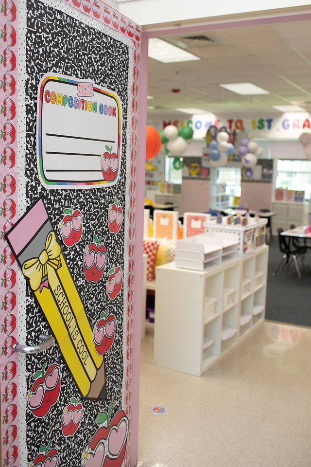 Composition notebook classroom door