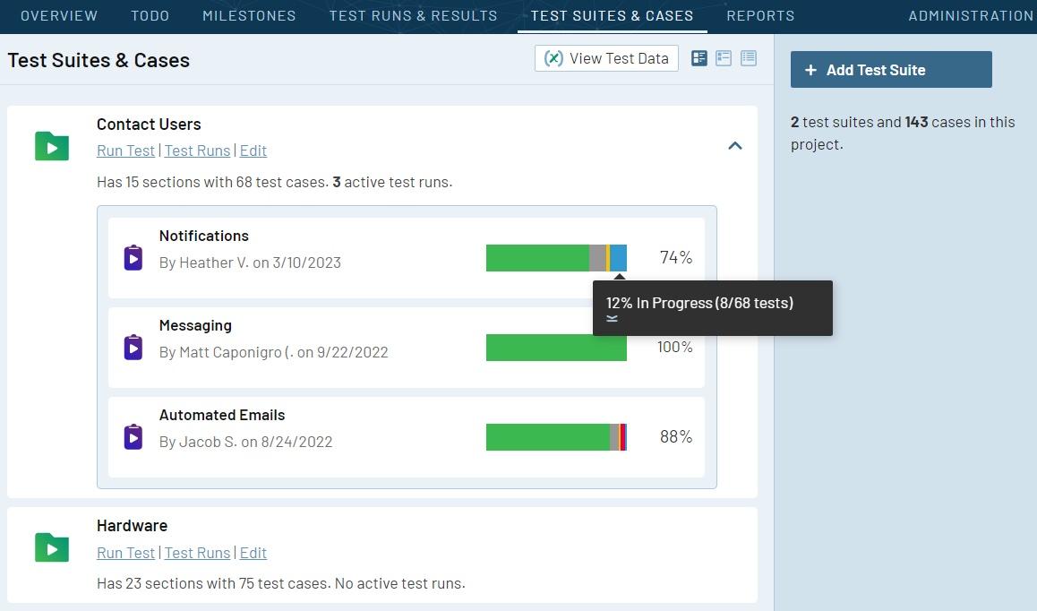 TestRail’s intuitive interface makes it easy for you to write and organize your test cases by simply inputting preconditions, test instructions, expected results, priority, and effort estimates of your test case. 