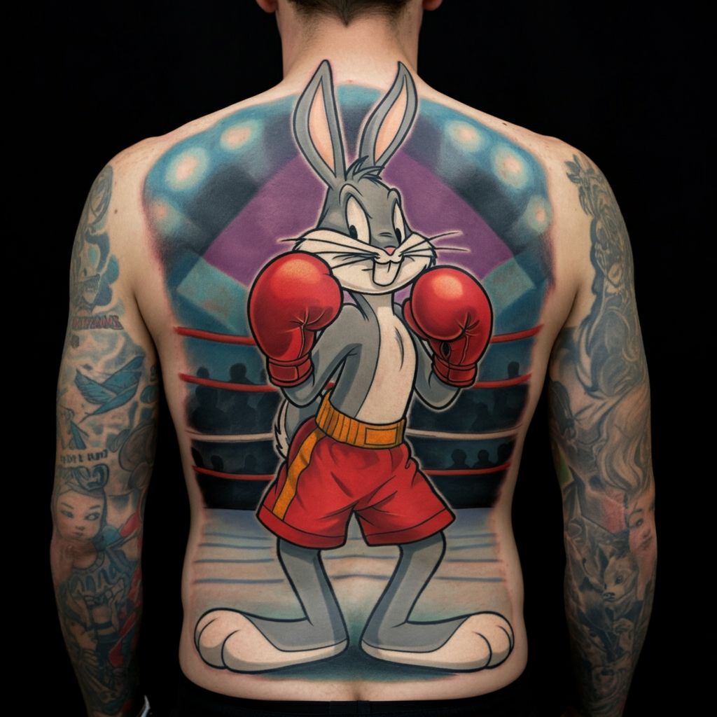 Bugs Bunny Tattoo on back