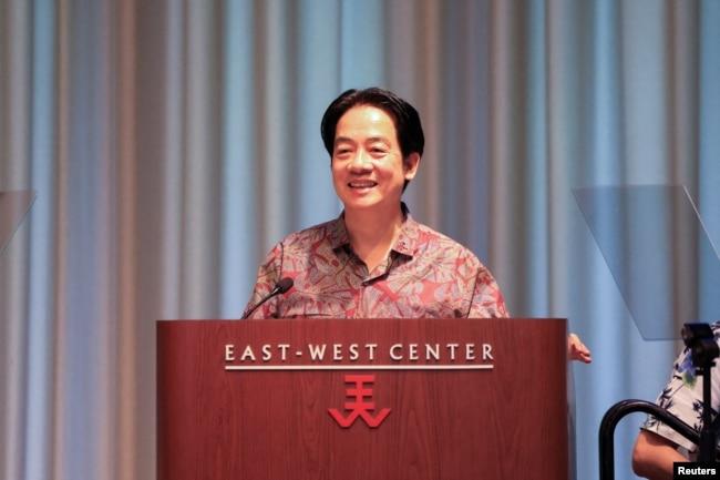台湾总统赖清德在美国夏威夷大学东西方中心讲话。(2024年12月1日)