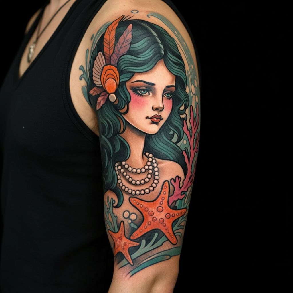 Mermaid Tattoo on shoulder 