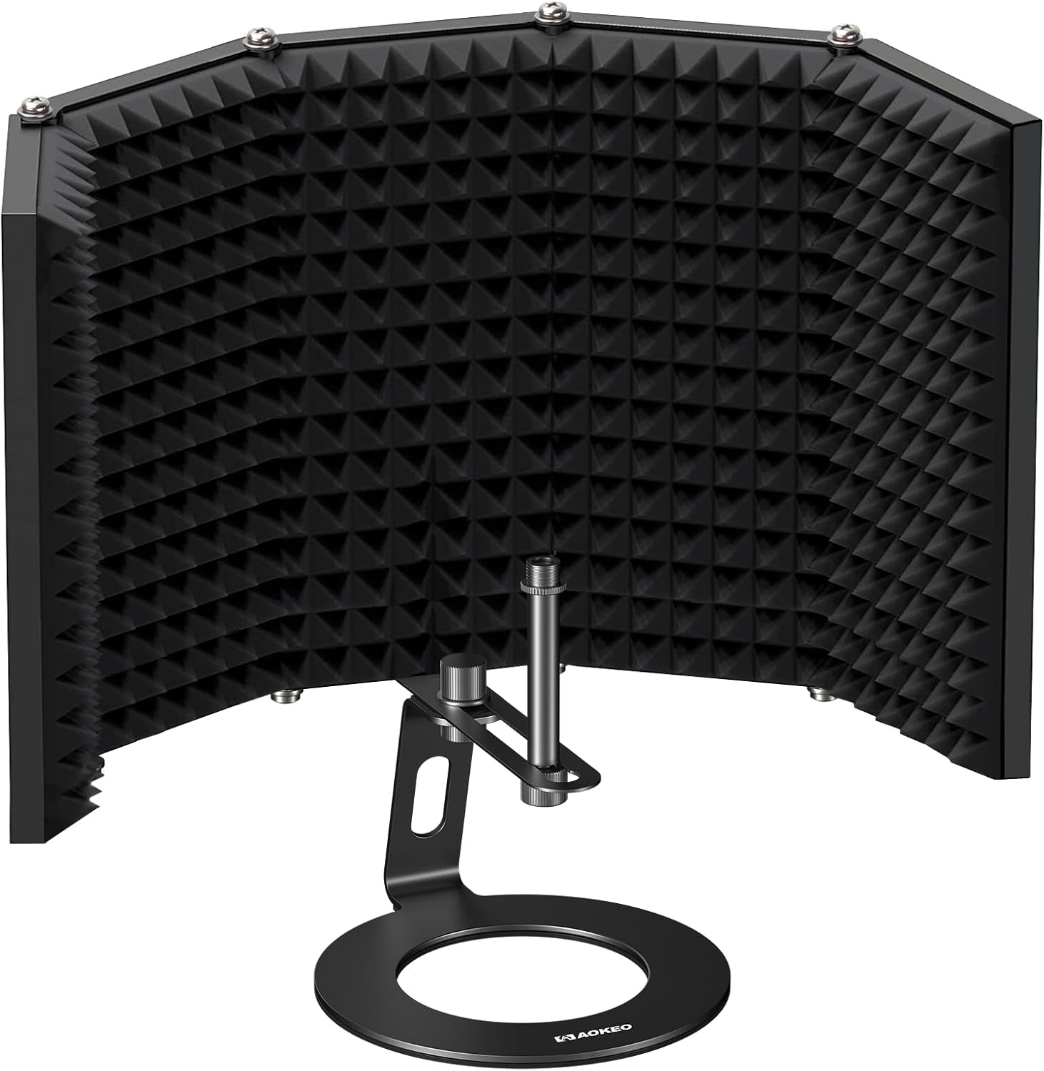 An image of the Aokeo Microphone Isolation Shield. Source: https://amzn.to/4lXZ7FM 
