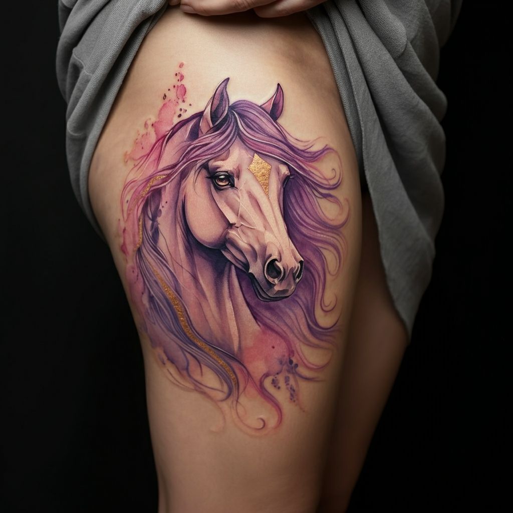 Watercolor Horse Tattoos