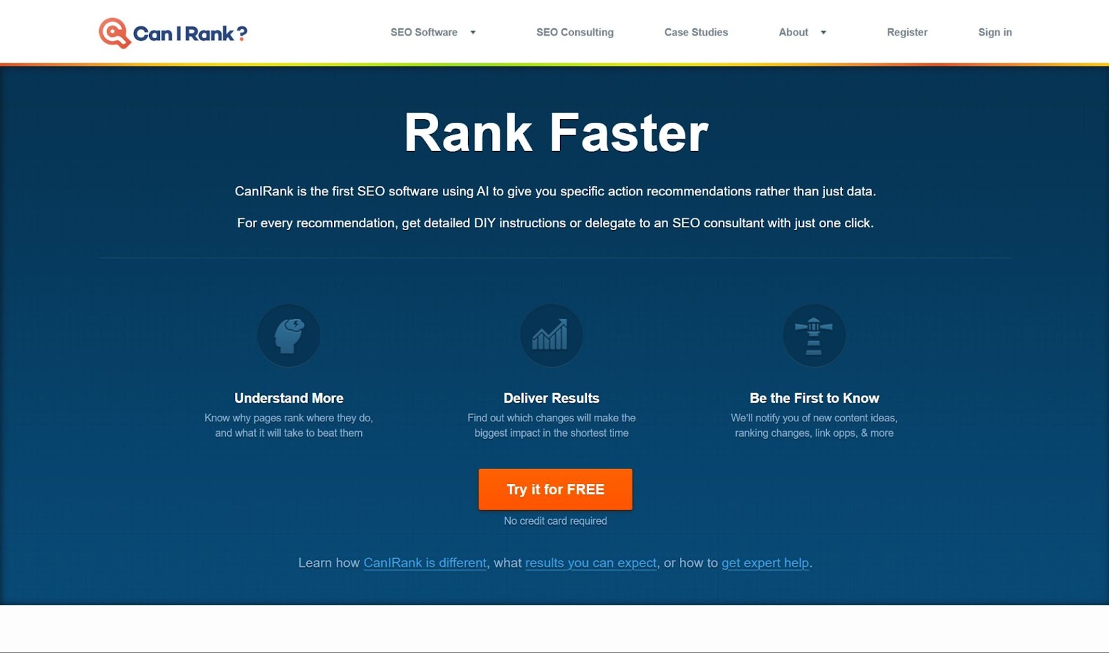 Screenshot of CanIRank website