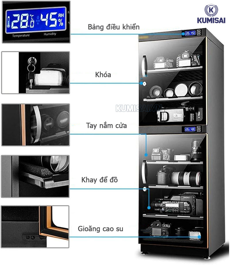 Cấu tạo chung của tủ chống ẩm 160L