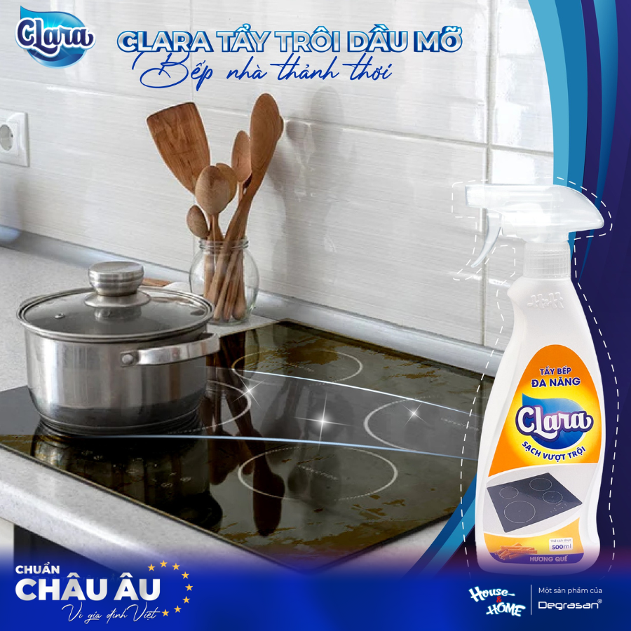 Tẩy bếp đa năng Clara - đánh bay từng vết bẩn sạch bong từng góc bếp