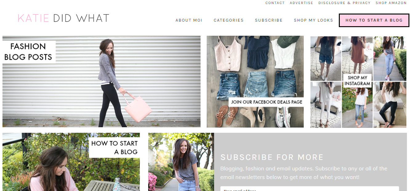 Katie Did What homepage - one of the best lifestyle blog examples