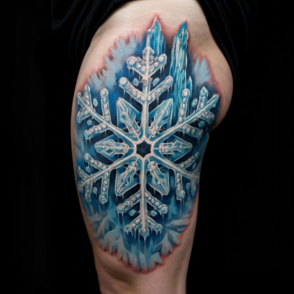 Snowflake Tattoo on shoulder 
