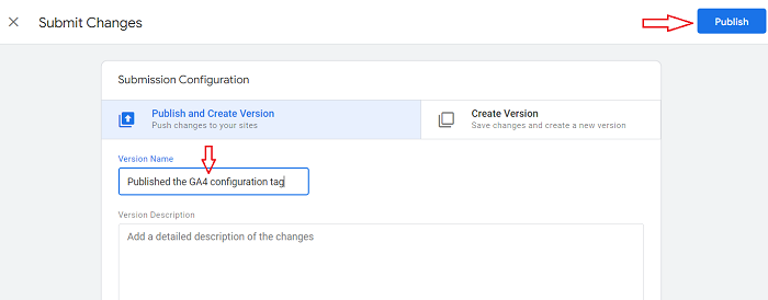 submit changes ga4