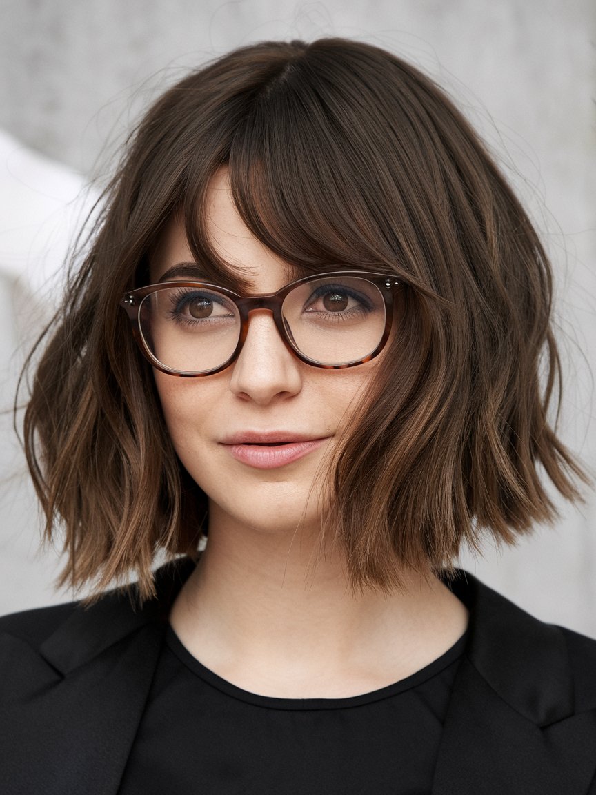 22. Chin-Length Chocolate Bob Shag