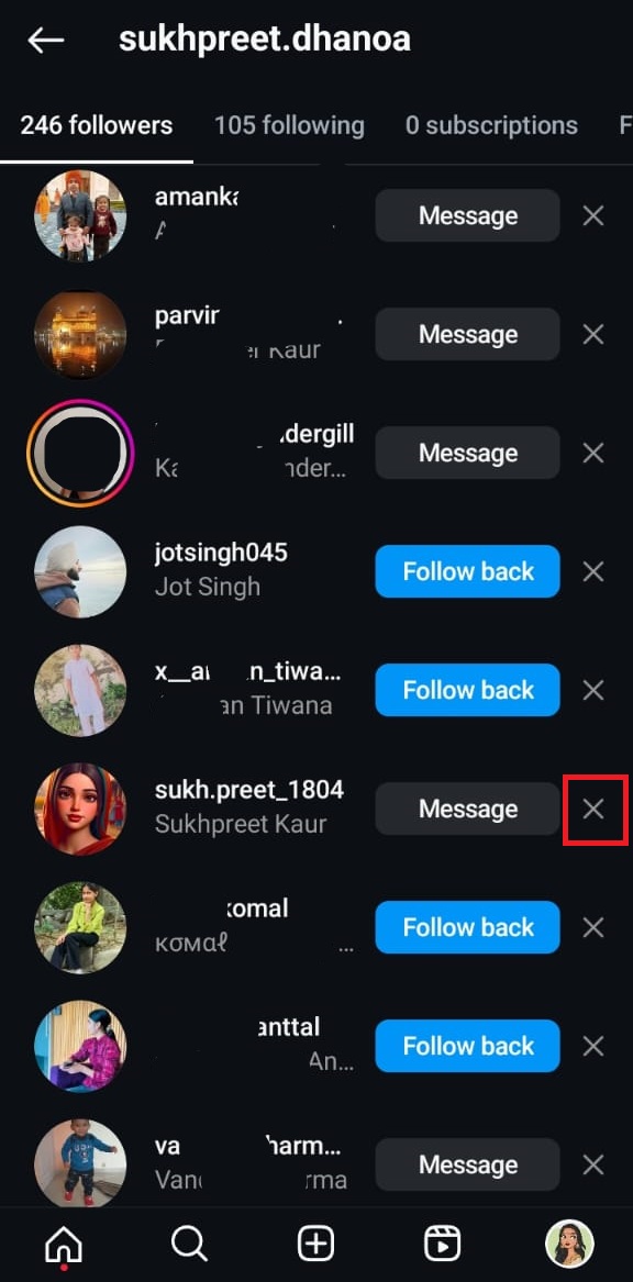 Click the Cross beside the username
