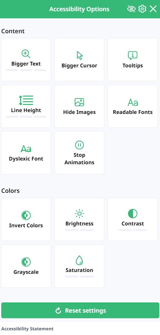 Interactive Web Design: Green Supply Accessibility Options