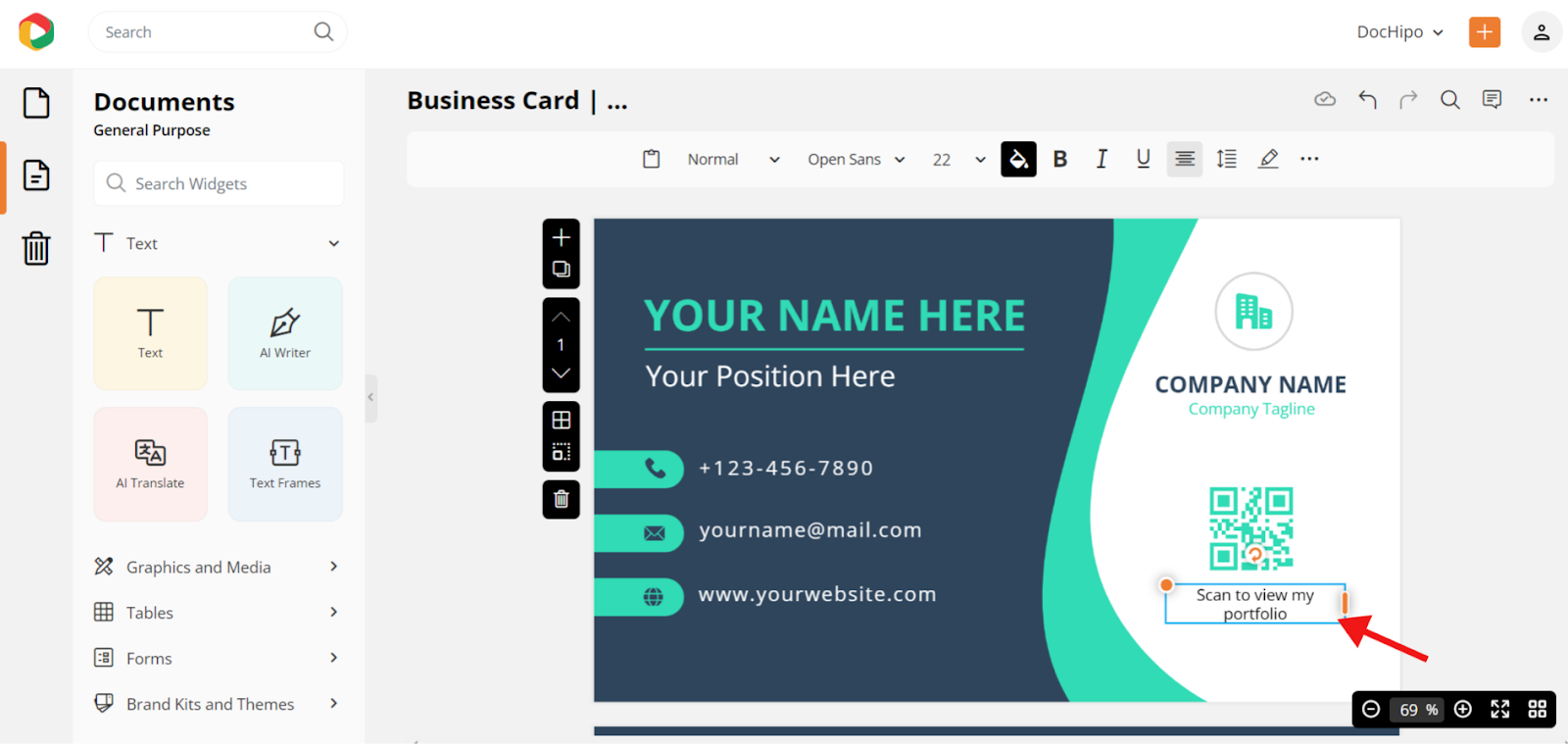 Adding CTA to QR code business card