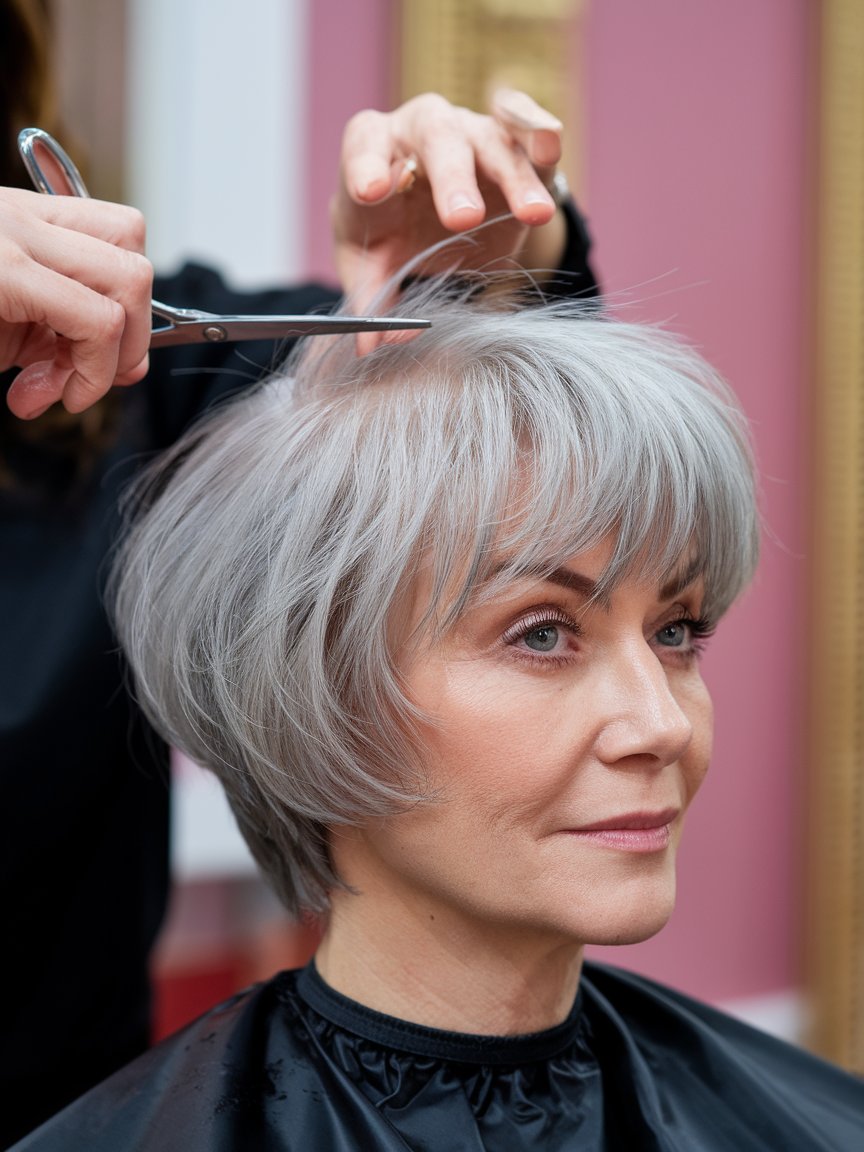 1. Gray Blending Short Haircut