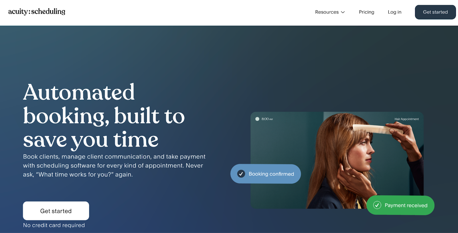 Acuity:Scheduling landing page