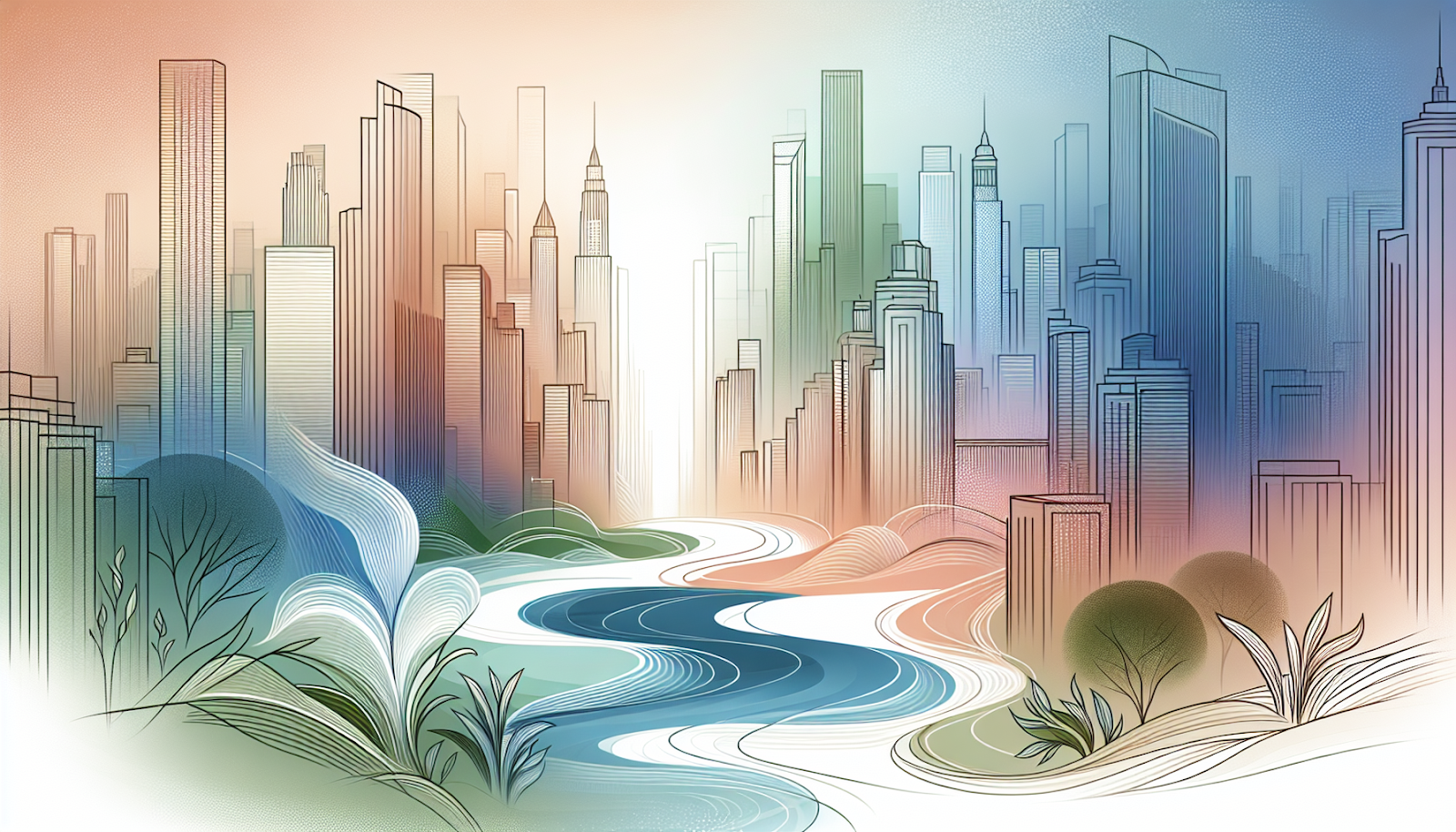 An illustration depicting a serene environment in Midtown, symbolizing EMDR therapy.