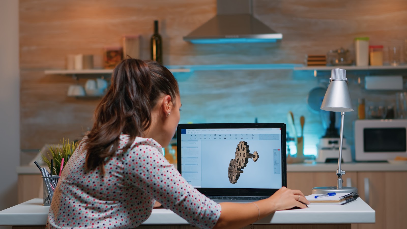 Woman using product design software
