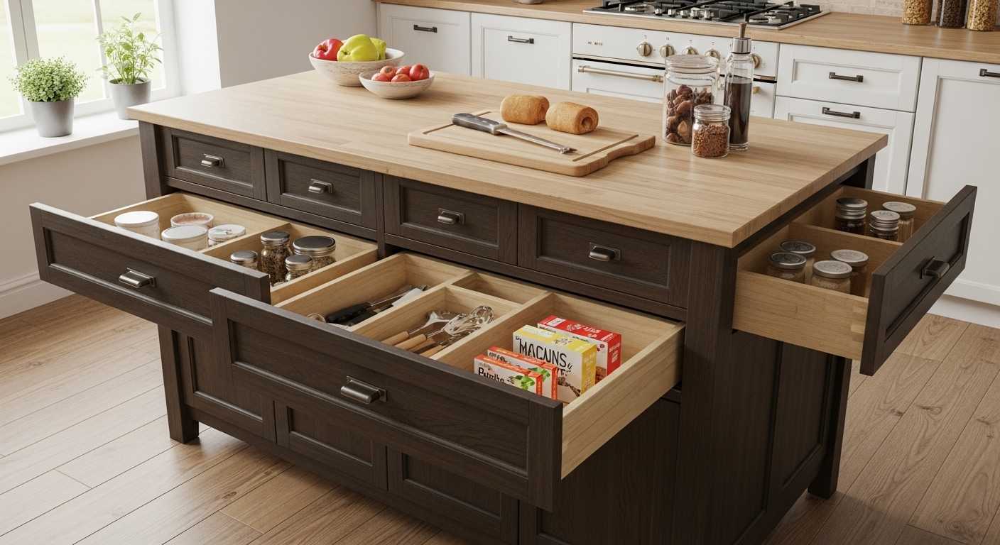 kitchen Island with Drawers for Smart Storage