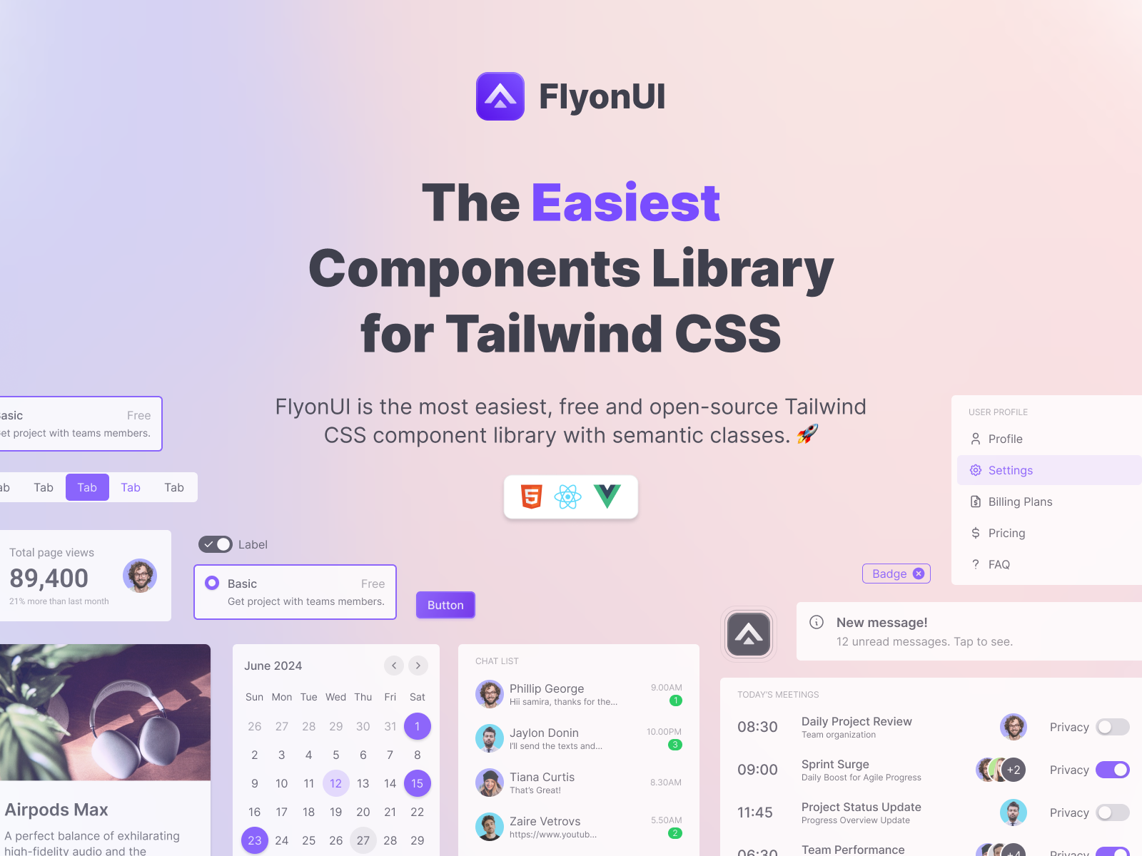 Top 7 Free Lightweight Tailwind Component Libraries (No JS)