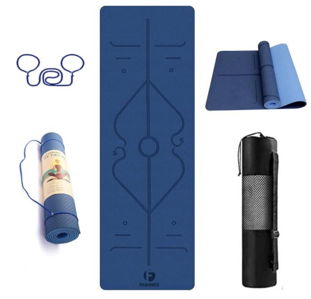 Fashnex TPE Yoga Mat – Dark & Light Blue